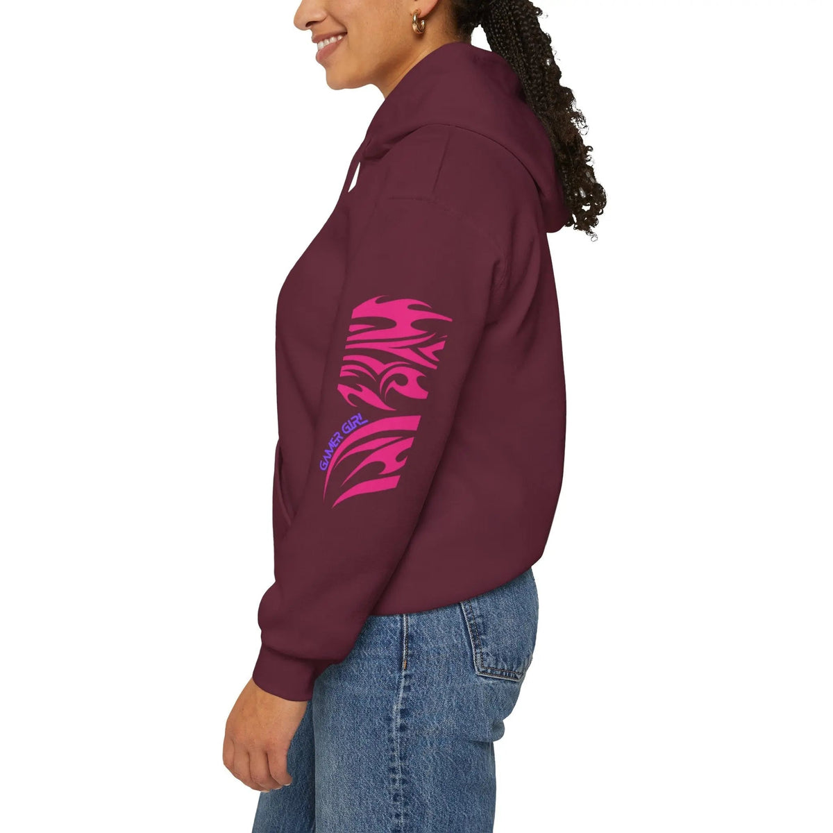 Gamer Girl Hoodie - Unisex Heavy Blend Hoodie with Printed Sleeve Sweatshirt