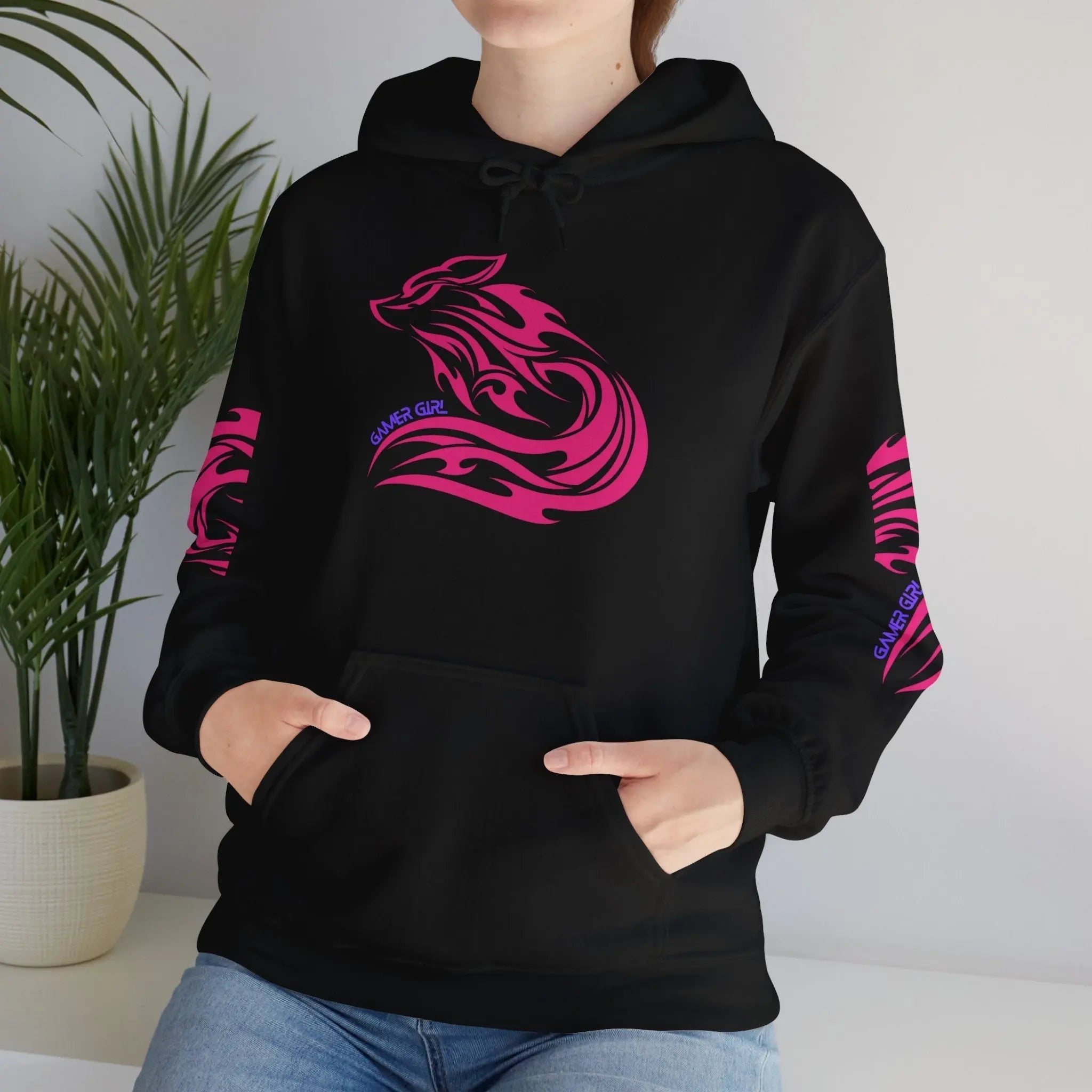 Gamer Girl Hoodie - Unisex Heavy Blend Hoodie with Printed Sleeve Sweatshirt