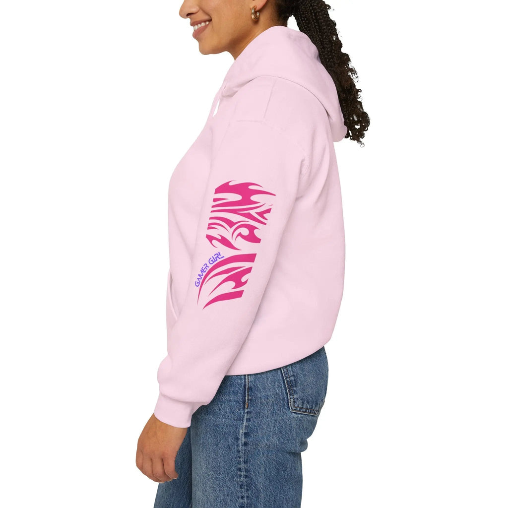 Gamer Girl Hoodie - Unisex Heavy Blend Hoodie with Printed Sleeve Sweatshirt