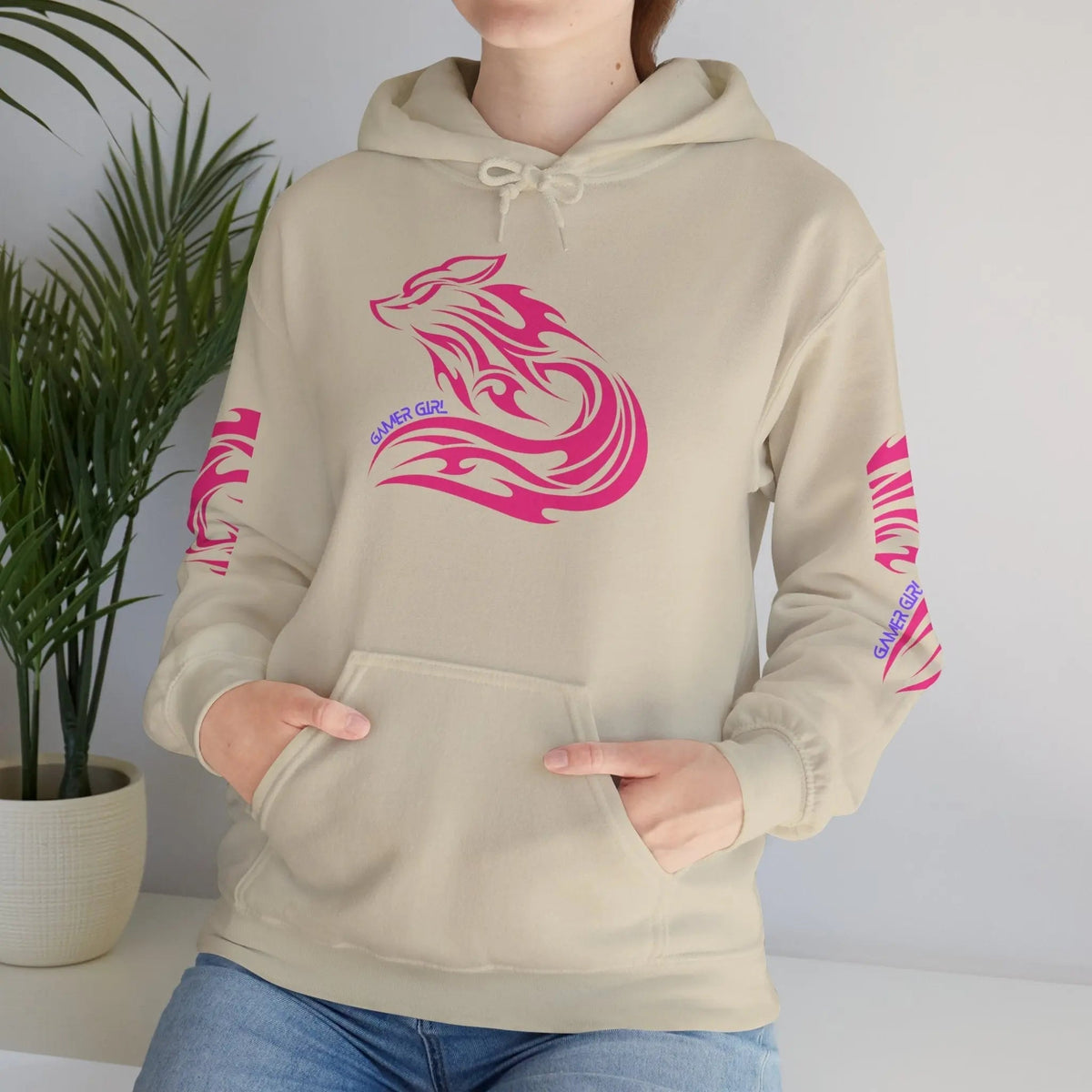 Gamer Girl Hoodie - Unisex Heavy Blend Hoodie with Printed Sleeve Sweatshirt