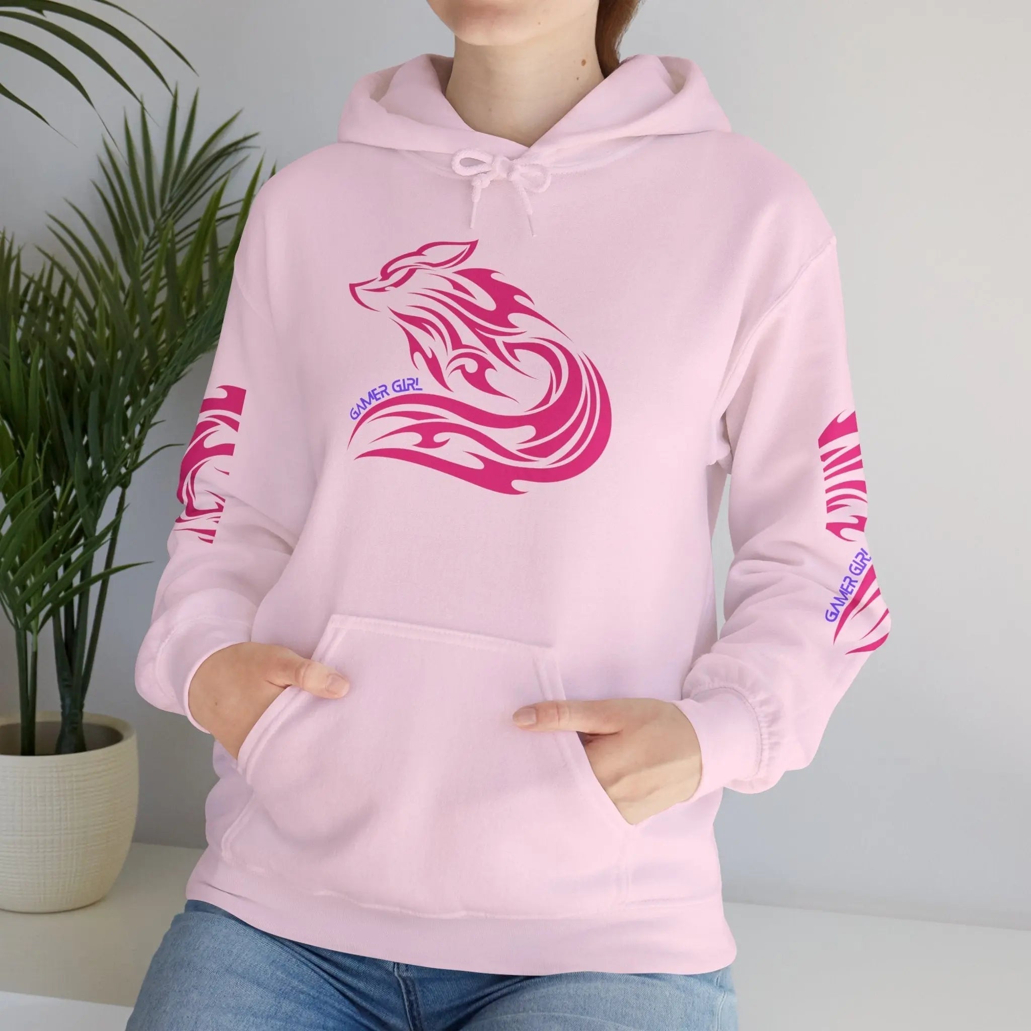 Gamer Girl Hoodie - Unisex Heavy Blend Hoodie with Printed Sleeve Sweatshirt