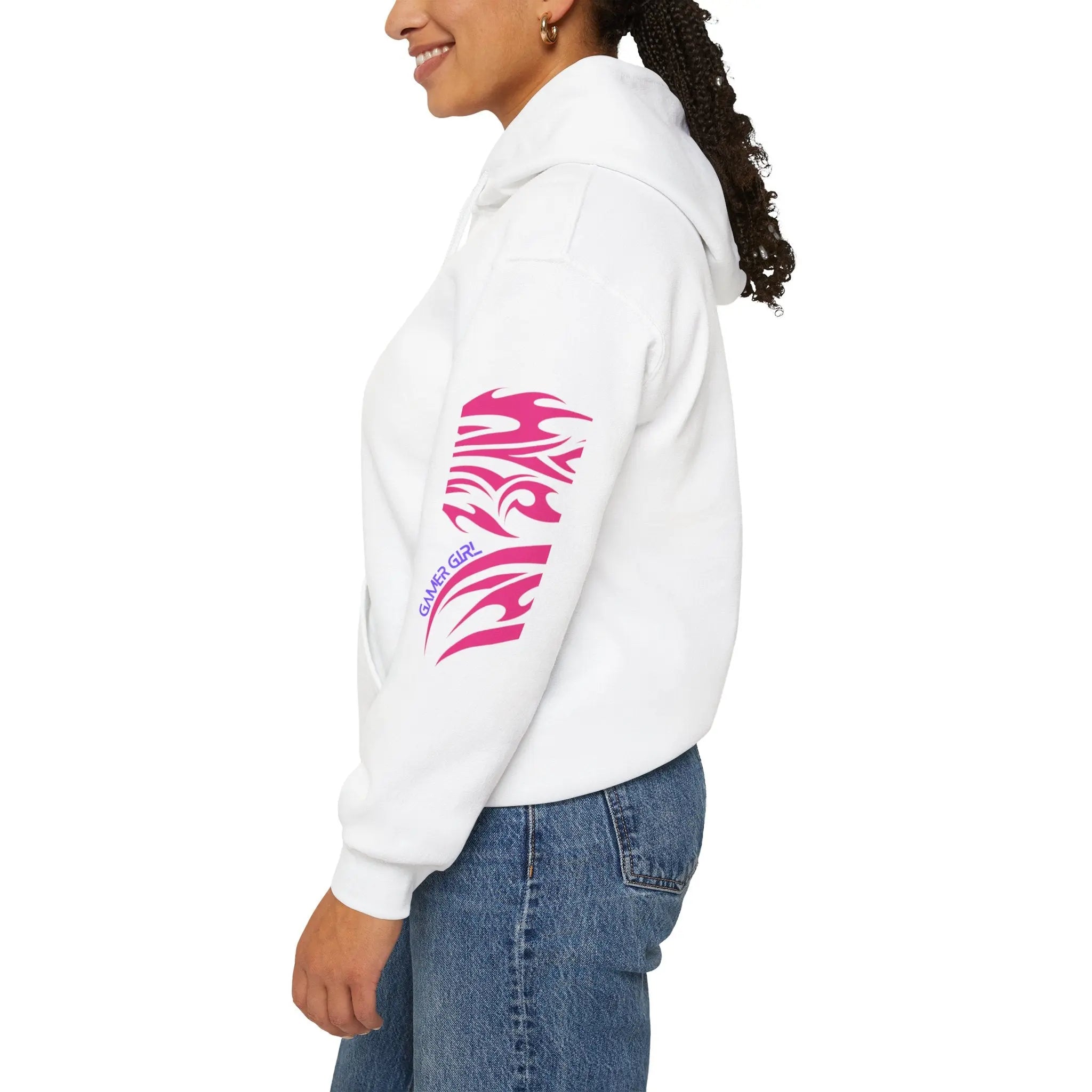 Gamer Girl Hoodie - Unisex Heavy Blend Hoodie with Printed Sleeve Sweatshirt