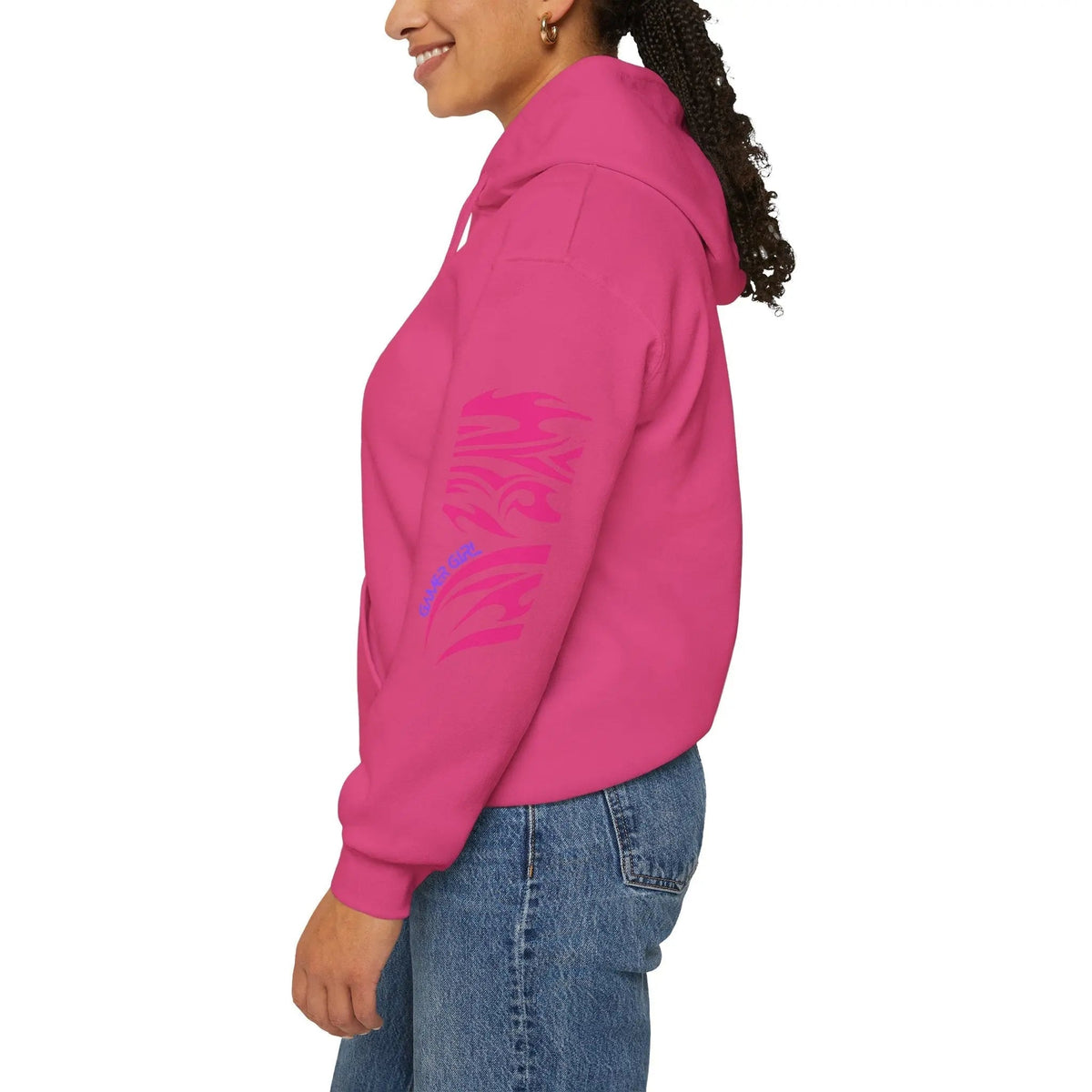 Gamer Girl Hoodie - Unisex Heavy Blend Hoodie with Printed Sleeve Sweatshirt