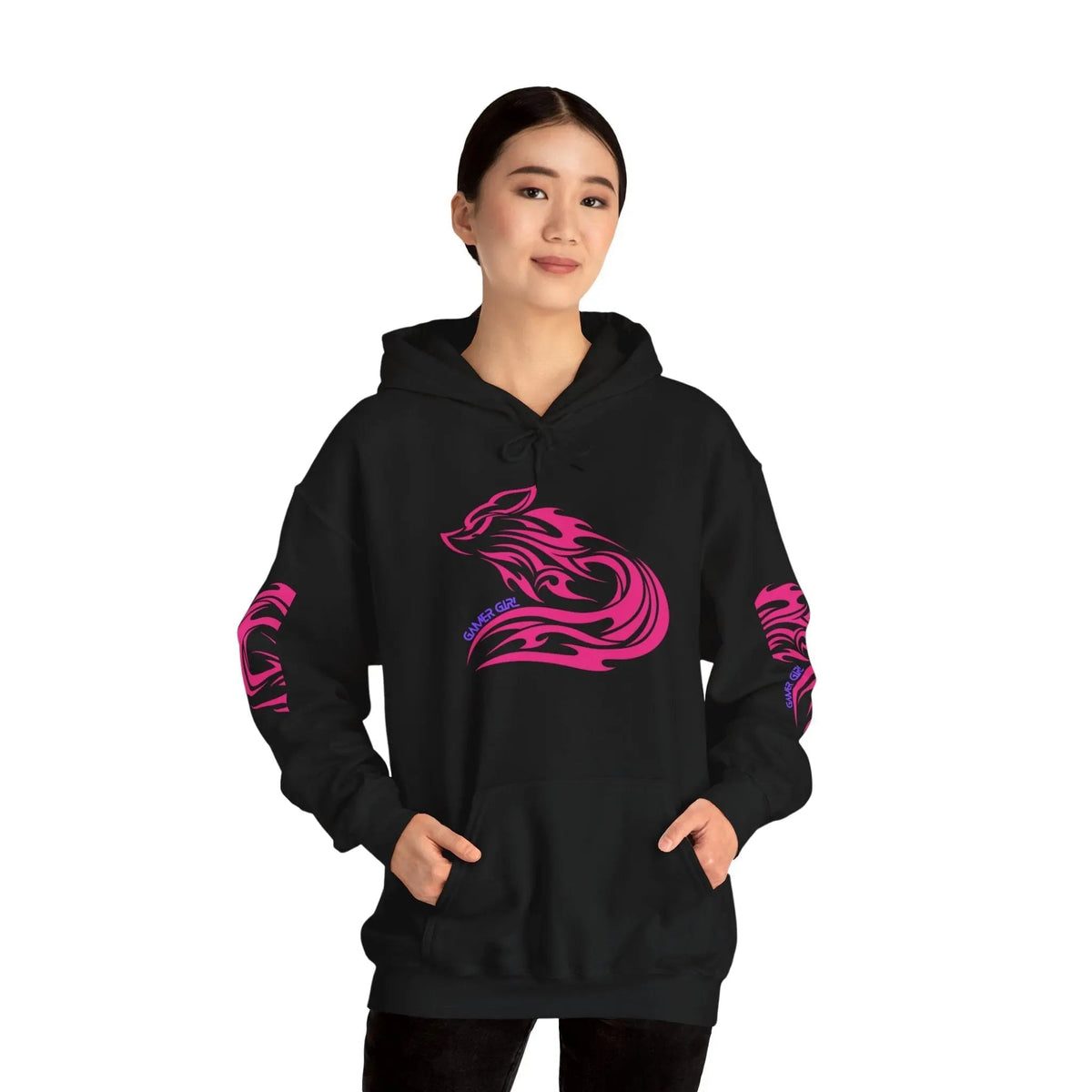 Gamer Girl Hoodie - Unisex Heavy Blend Hoodie with Printed Sleeve Sweatshirt