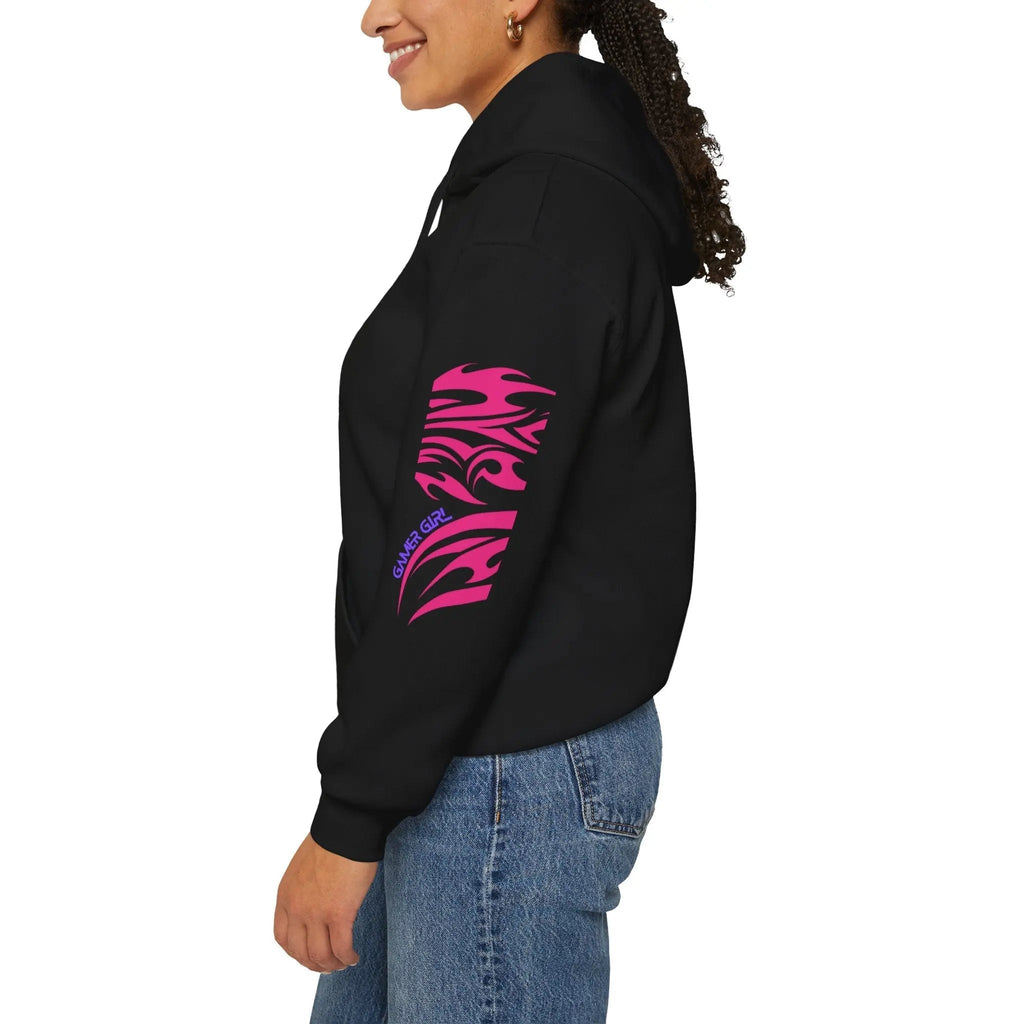 Gamer Girl Hoodie - Unisex Heavy Blend Hoodie with Printed Sleeve Sweatshirt