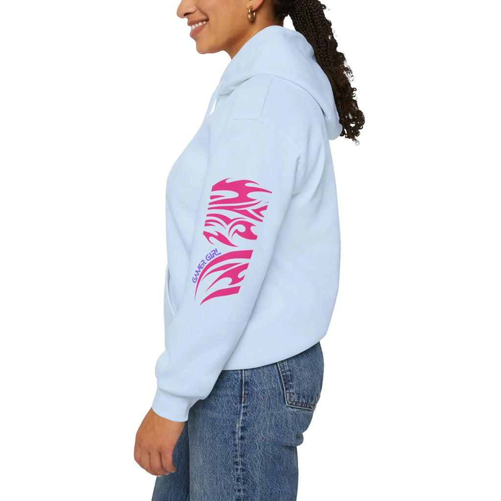 Gamer Girl Hoodie - Unisex Heavy Blend Hoodie with Printed Sleeve Sweatshirt
